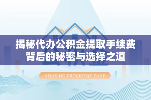 湖口揭秘代办公积金提取手续费背后的秘密与选择之道