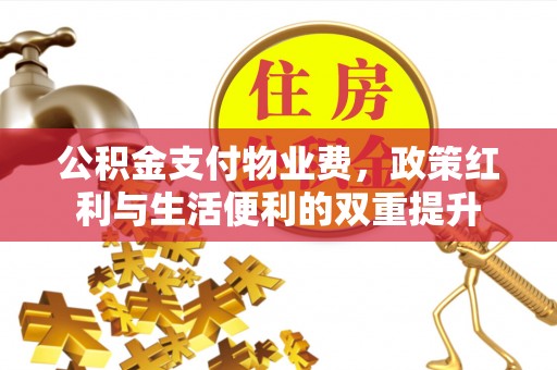 湖口公积金支付物业费，政策红利与生活便利的双重提升