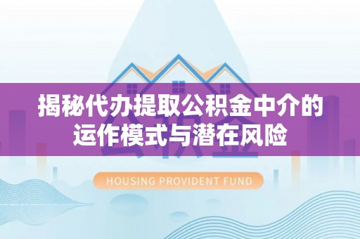 湖口揭秘代办提取公积金中介的运作模式与潜在风险